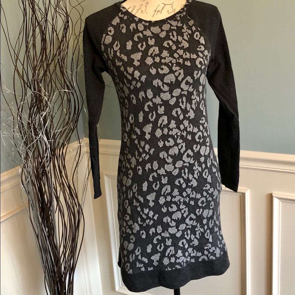 LOFT long sleeve, leopard print sweater dress